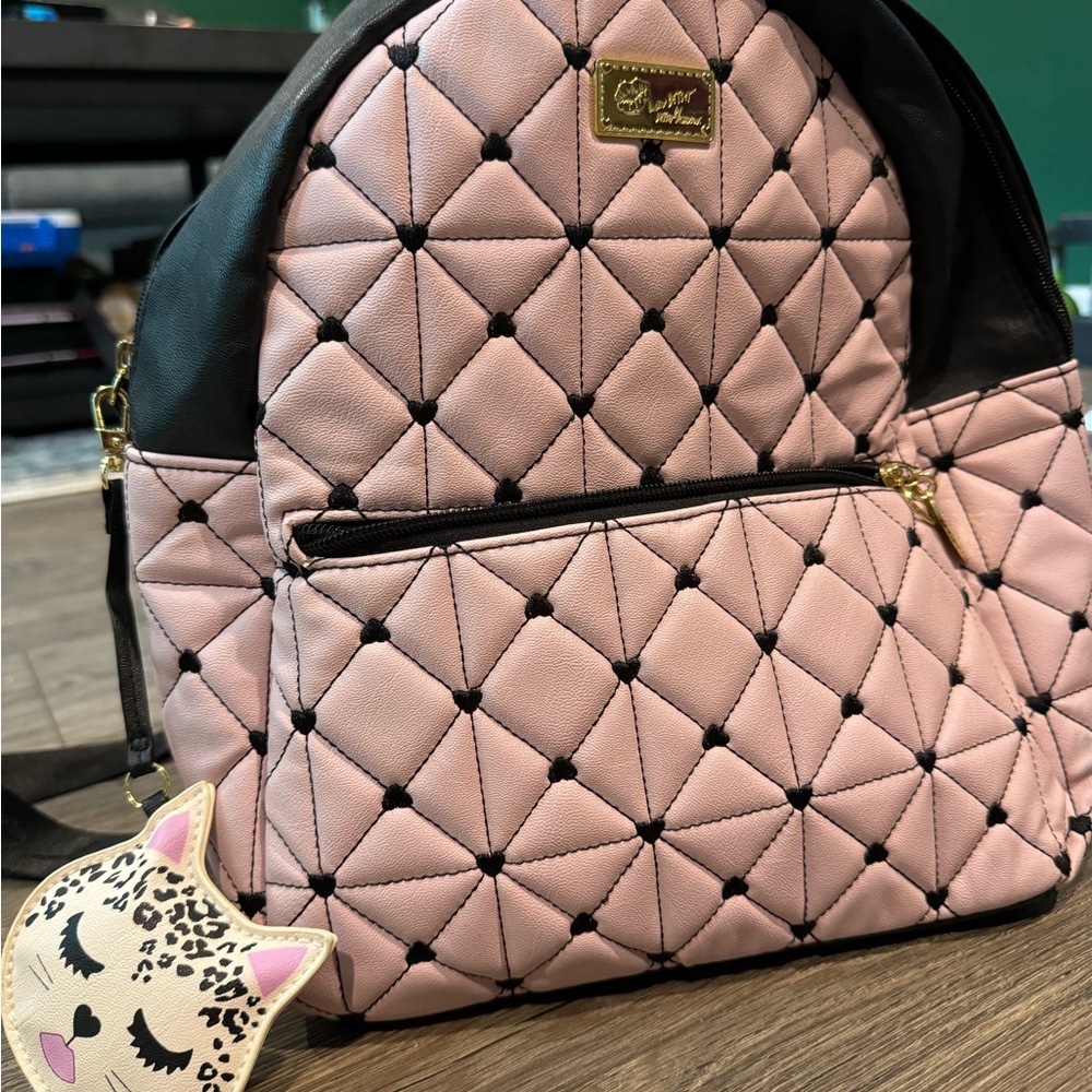 Betsy Johnson Chic Pink Quilted Backpack